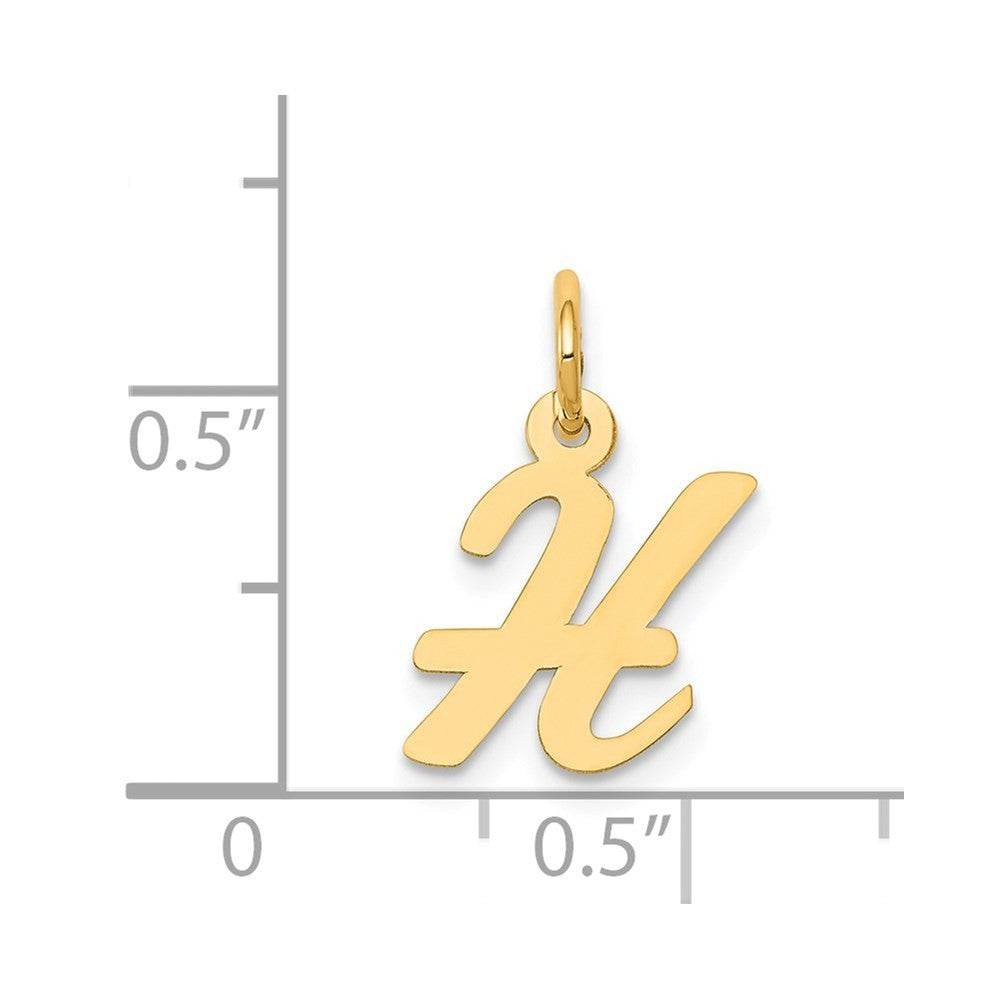 14k Yellow Gold Small Script Letter H Initial Charm Pendant