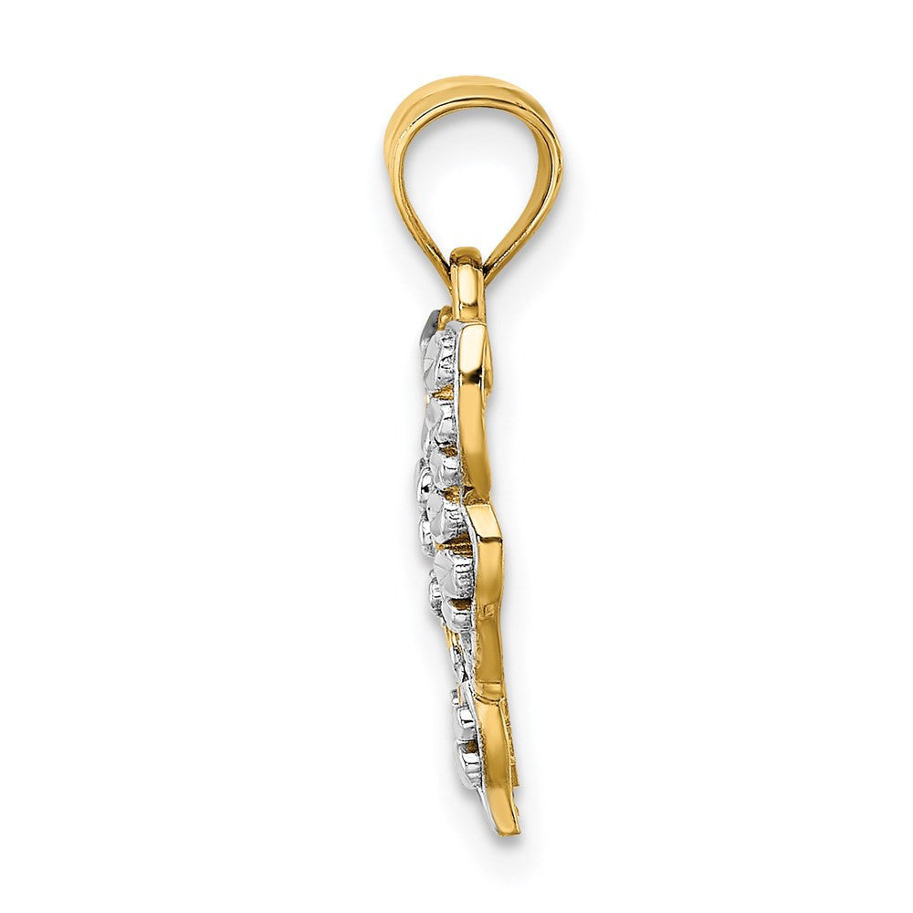 14k Yellow Gold Rhodium Cut-out Wings Butterfly Pendant
