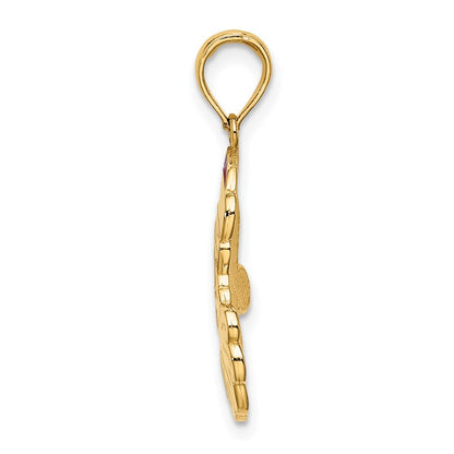 14k Yellow Gold Enamel Santa Face Charm Pendant