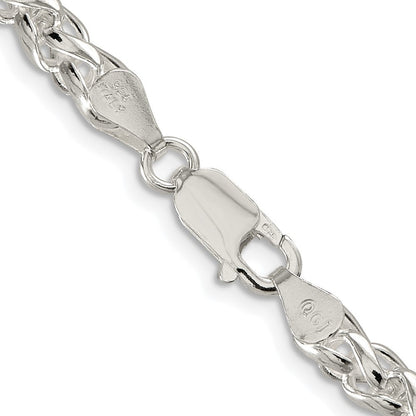 Sterling Silver Rhodium-plated 5mm Round Spiga Chain Necklace 22"