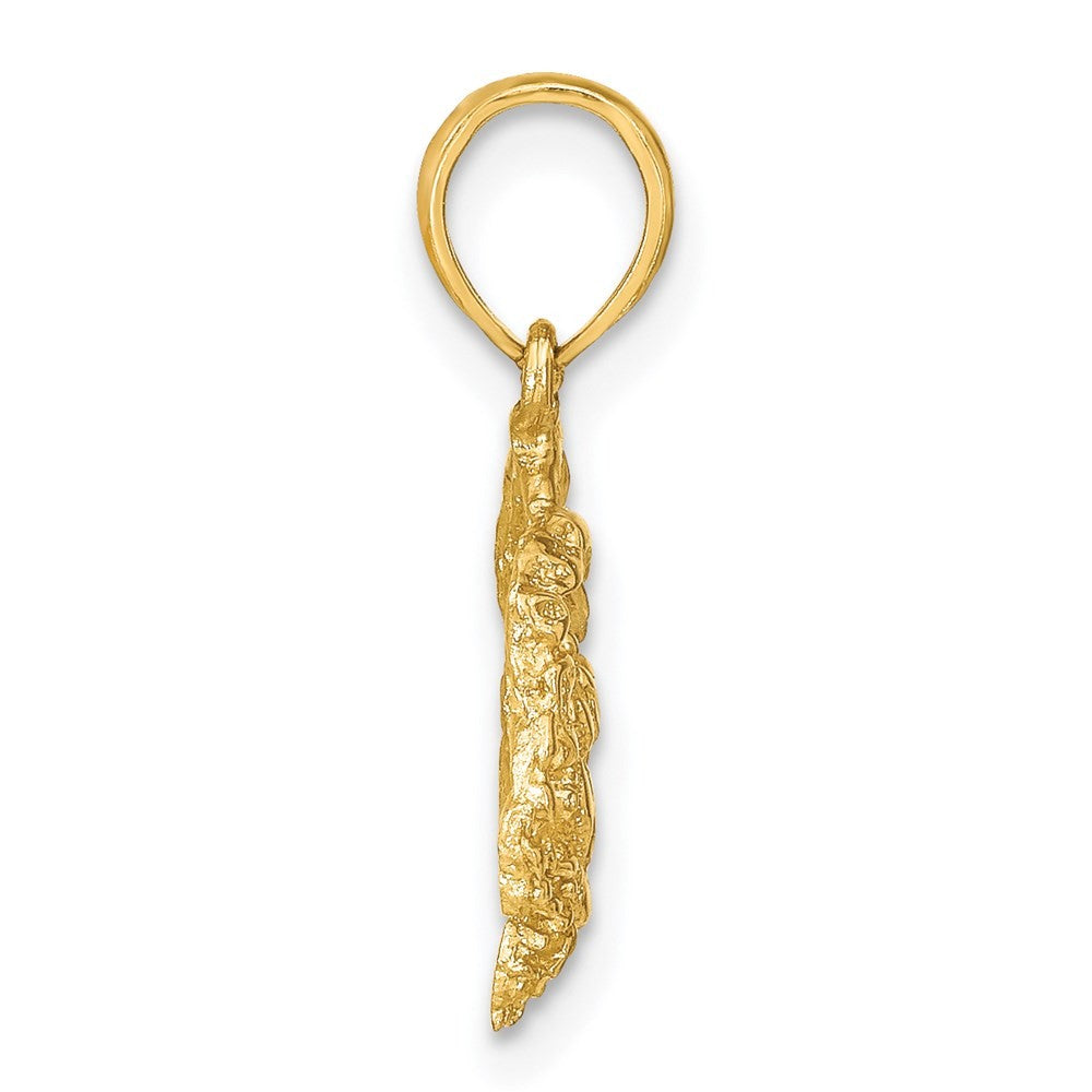 14k Yellow Gold Textured Crab Charm Pendant