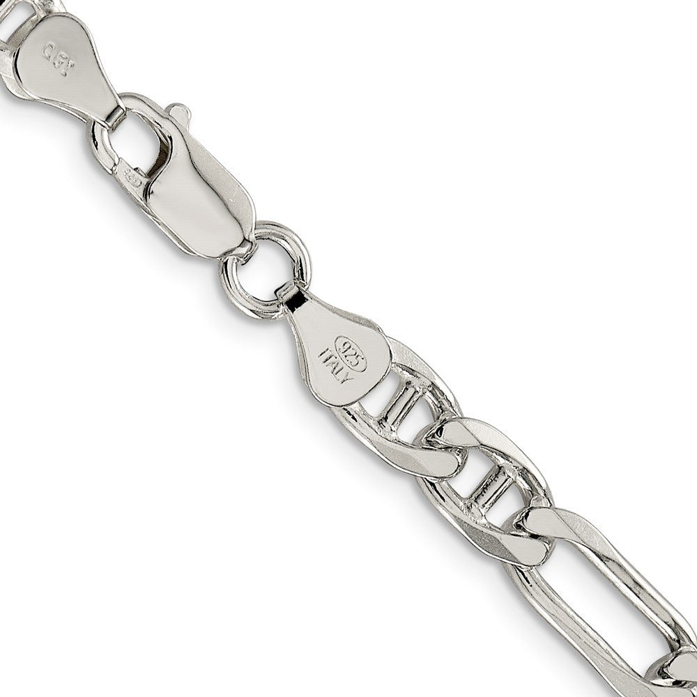 Sterling Silver 6.5mm Figaro Anchor Chain Necklace 18"