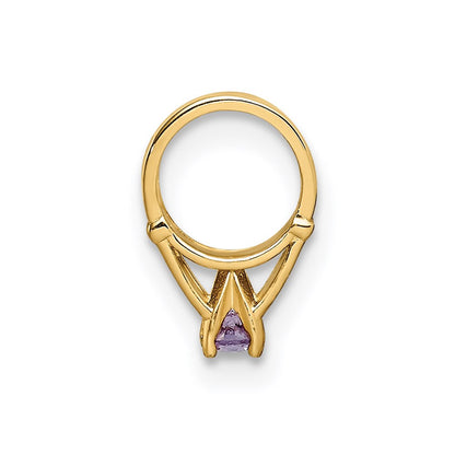 14k Yellow Gold 3D Ring with Dark Purple CZ Charm Pendant