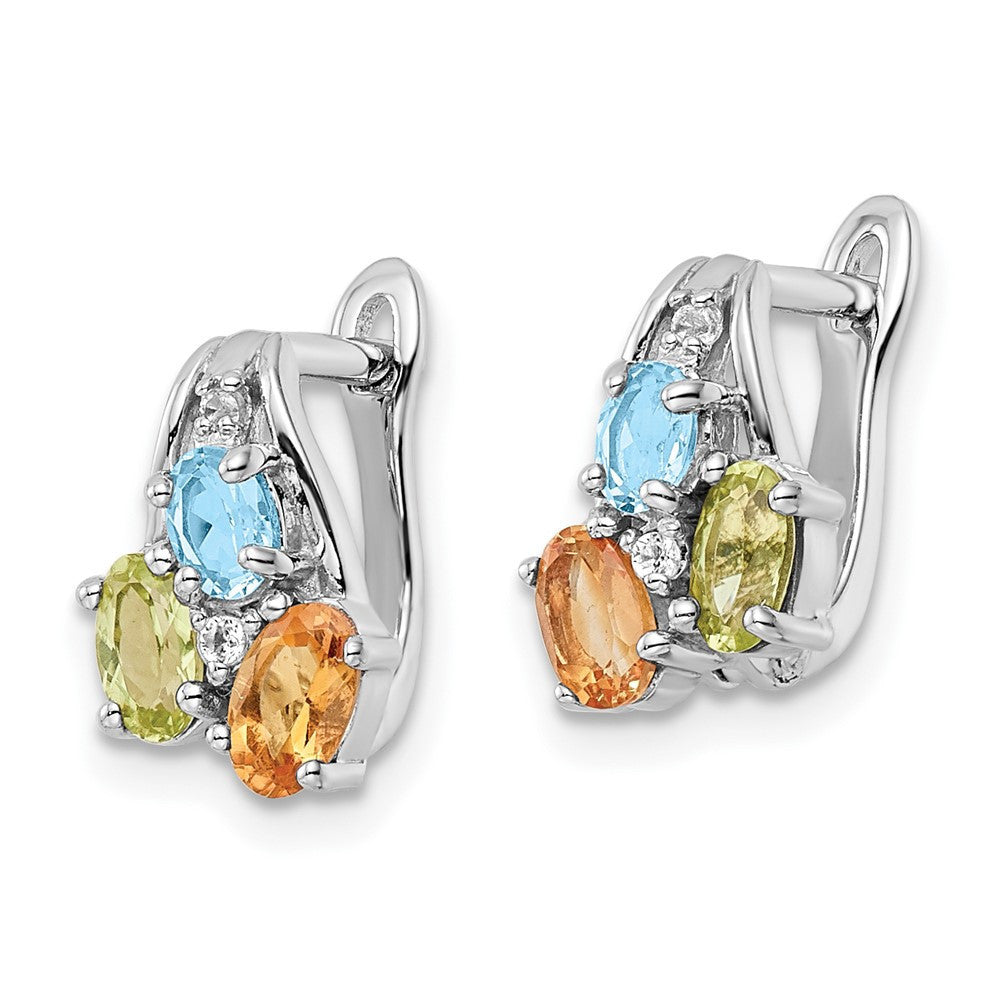 Sterling Silver RH-plated 1.50t.w. PE/CI/LSBT/WT Hinged Dangle Earrings