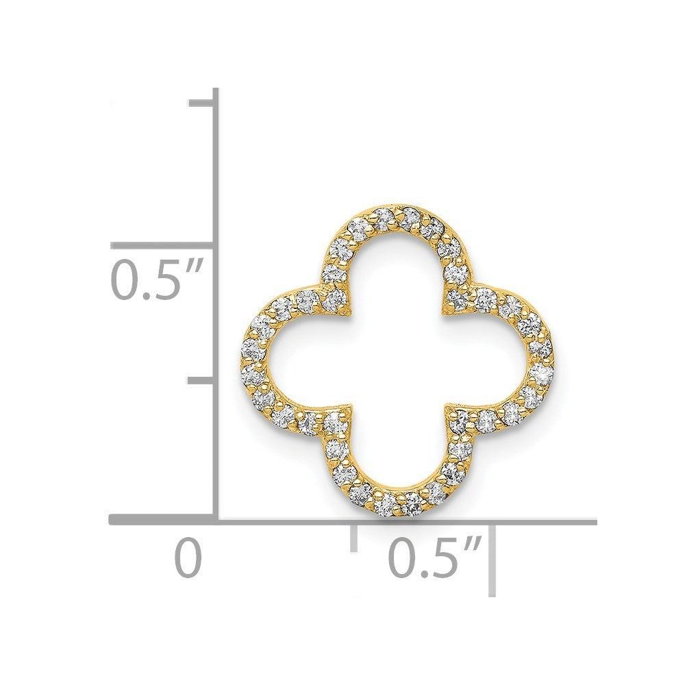 14k Yellow Gold Small Diamond Quatrefoil Design Pendant