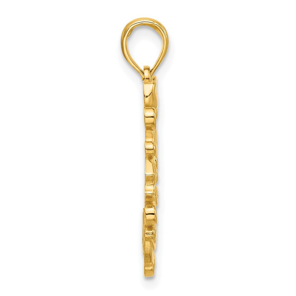 14k Yellow Gold Polished Christmas Wreath Pendant