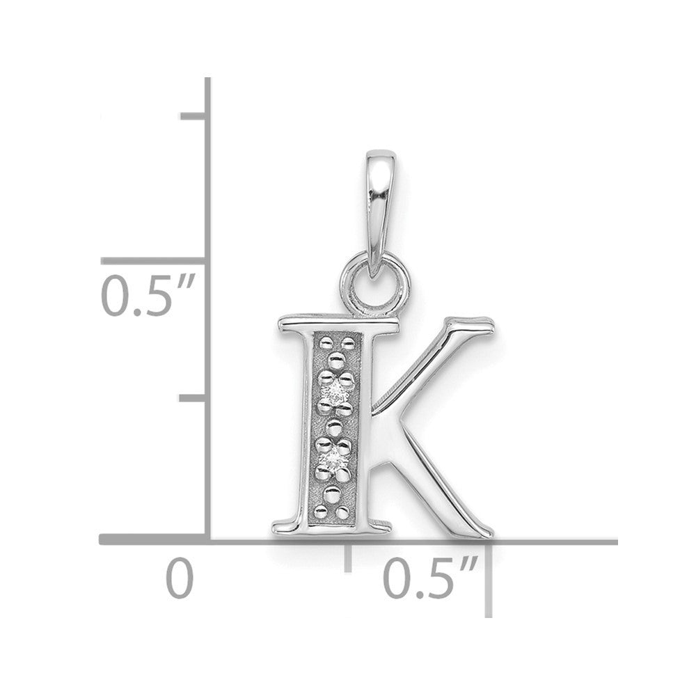 14k White Gold Diamond Letter K Initial Pendant