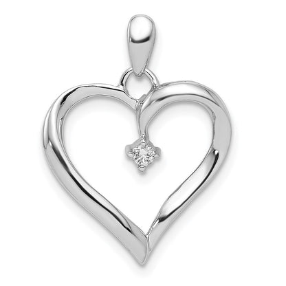 Sterling Silver Rhodium Diamond Heart Pendant