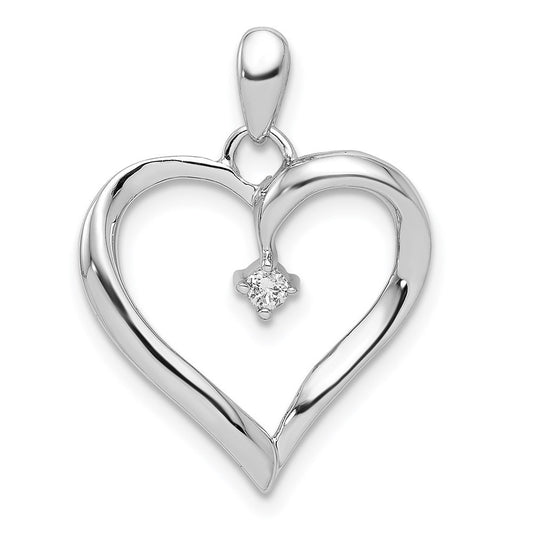 Sterling Silver Rhodium Diamond Heart Pendant