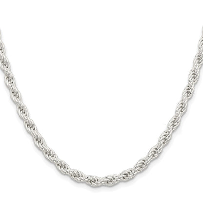 Sterling Silver Rhodium-plated 5mm Solid Rope Chain Necklace 22"
