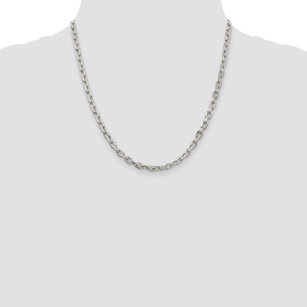 Sterling Silver Rhodium-plated 4.9mm Beveled Oval Cable Chain Necklace 20"