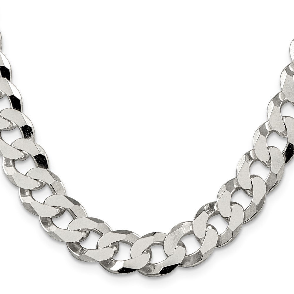 Sterling Silver 12.3mm Beveled Curb Chain Necklace 20"