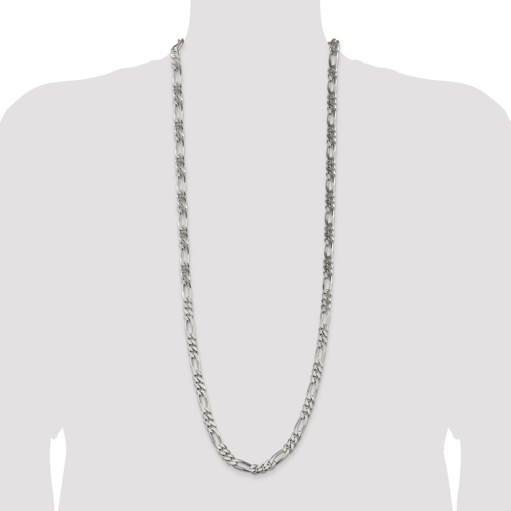 Sterling Silver 8mm Figaro Chain Necklace 36"