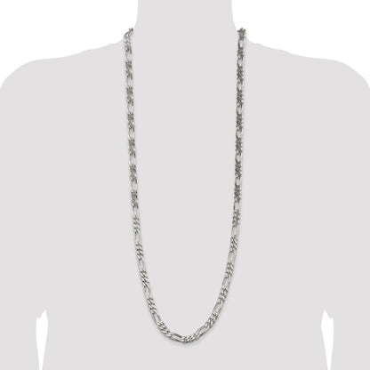 Sterling Silver 8mm Figaro Chain Necklace 36"