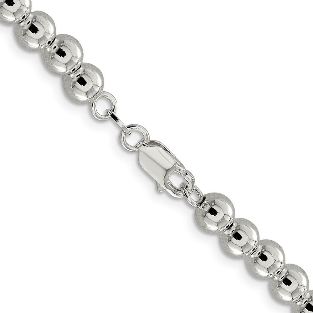 Sterling Silver 6.1mm Beads on Box Chain Necklace 16"