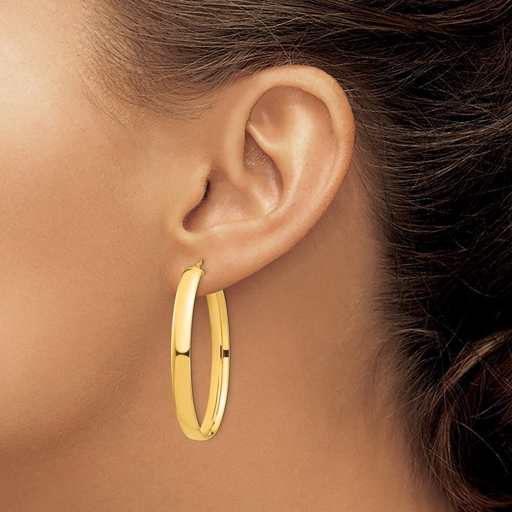 14k Yellow Gold High Polished 5mm Oval Hoop Earrings