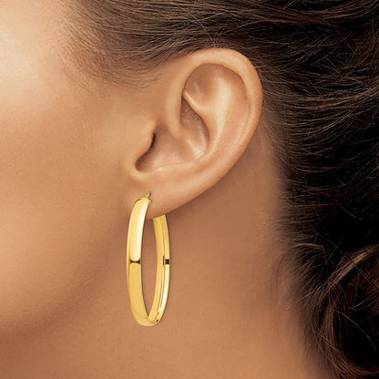 14k Yellow Gold High Polished 5mm Oval Hoop Earrings