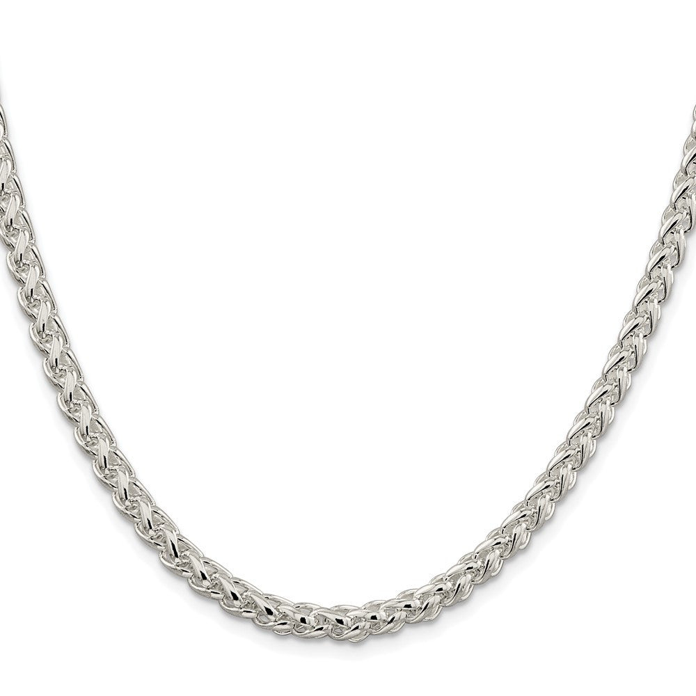 Sterling Silver Rhodium-plated 5mm Round Spiga Chain Necklace 22"