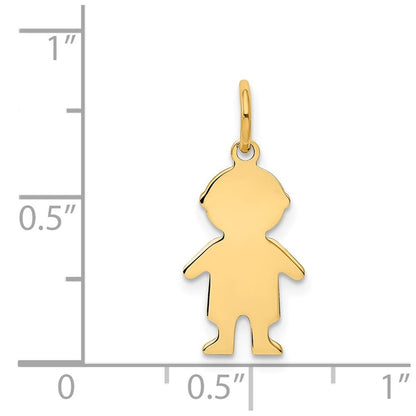 14k Yellow Gold .018 Depth Engravable Boy Charm Pendant
