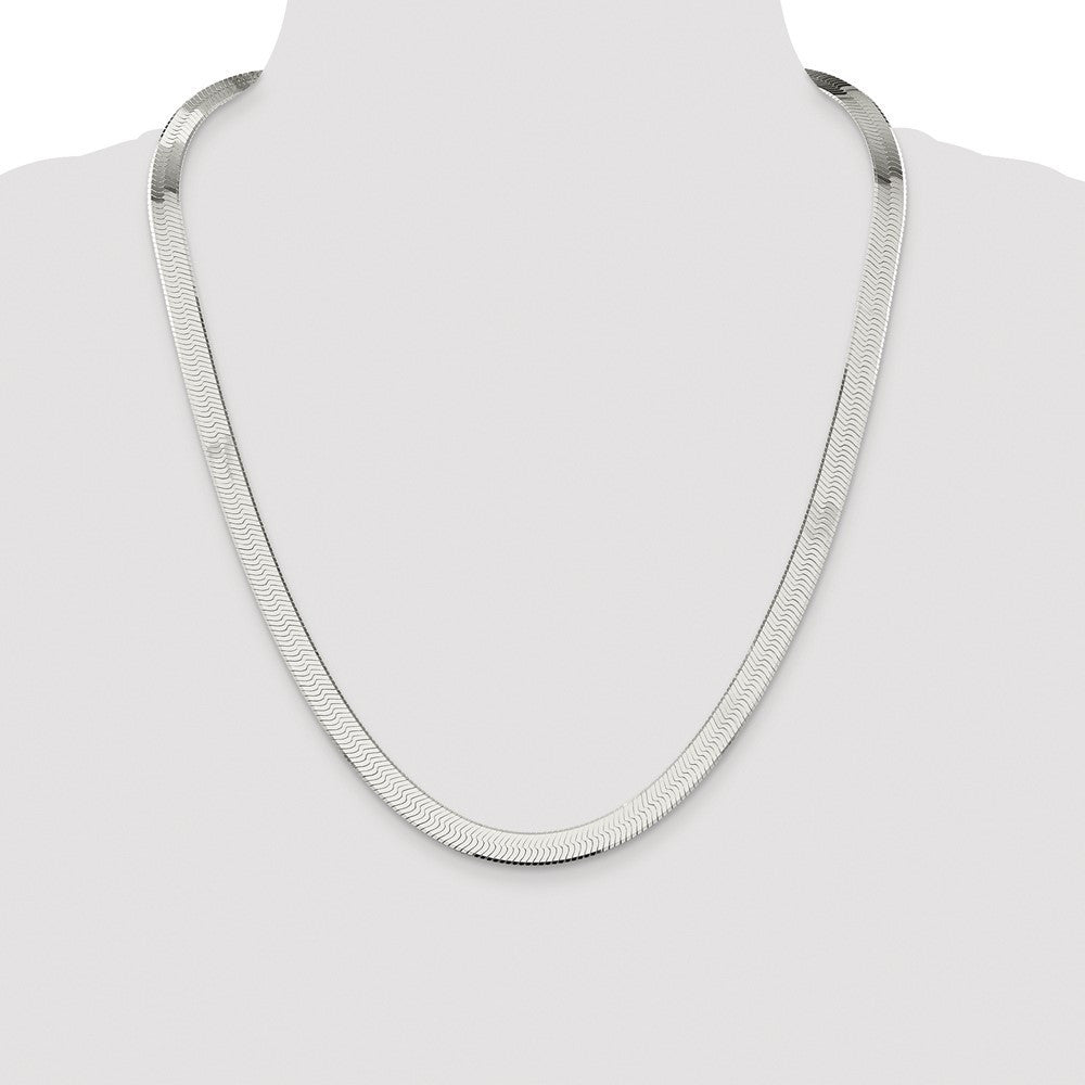 Sterling Silver Rhodium-plated 8mm Magic Herringbone Chain Necklace 24"