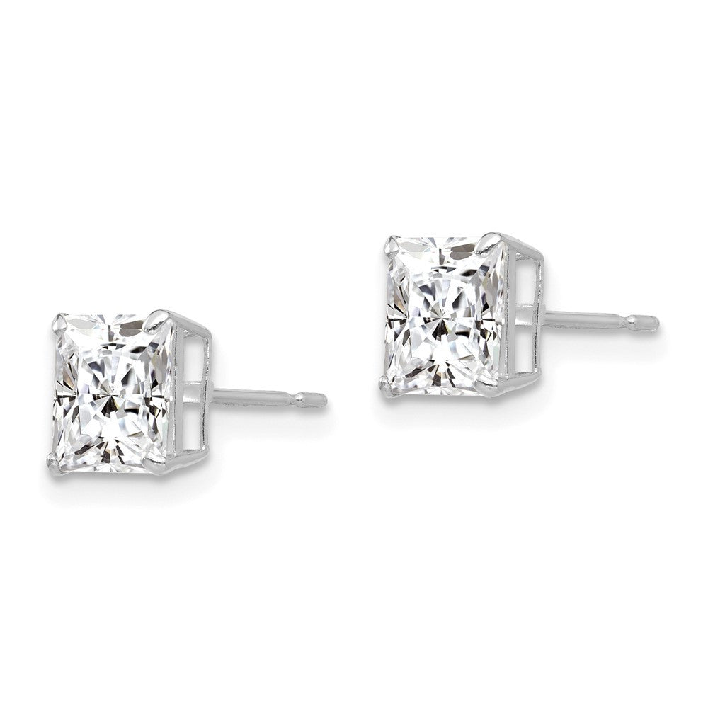 14k White Gold 6mm Square Cubic Zirconia Stud Earrings