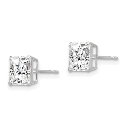14k White Gold 6mm Square Cubic Zirconia Stud Earrings