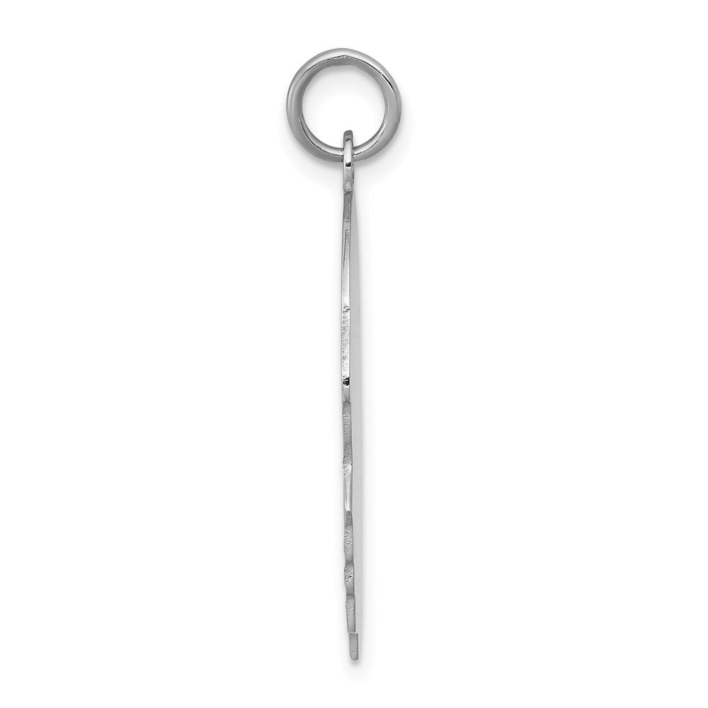 14k White Gold White Plain Large.018 Depth Facing Left Boy Charm Pendant