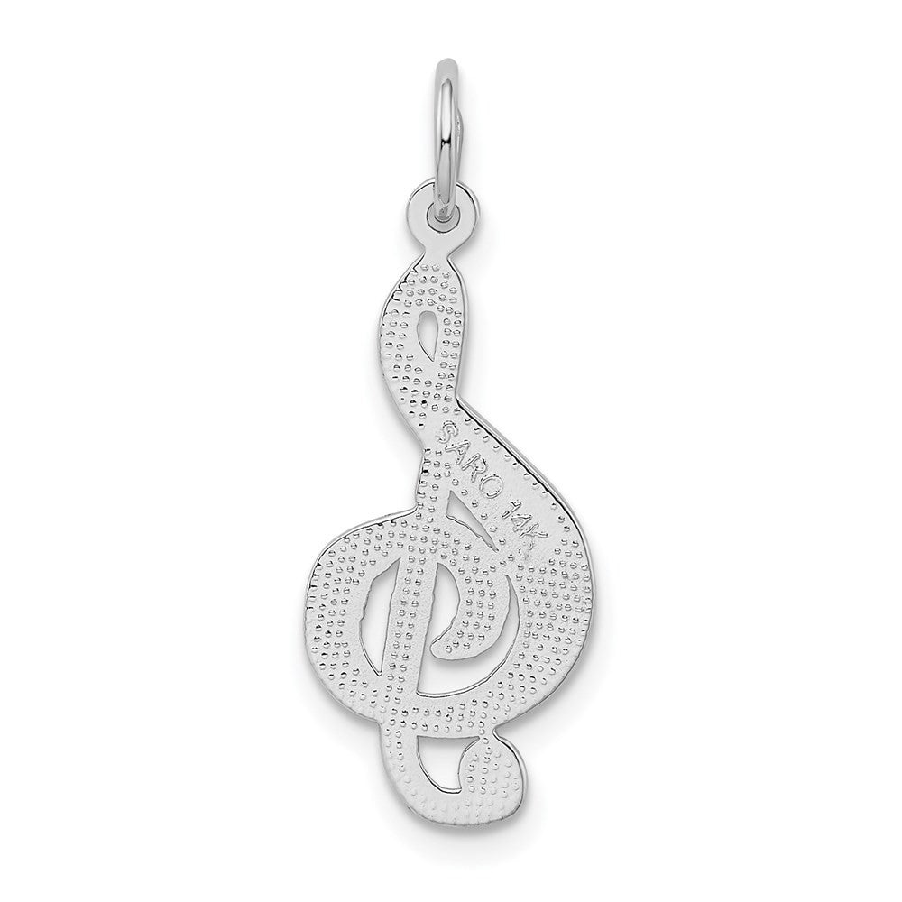14k White Gold Treble Clef Charm Pendant