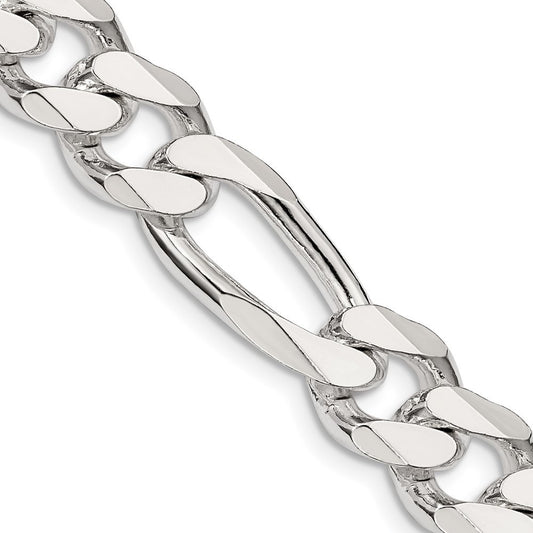 Sterling Silver 10.75mm Figaro Chain Necklace 18"
