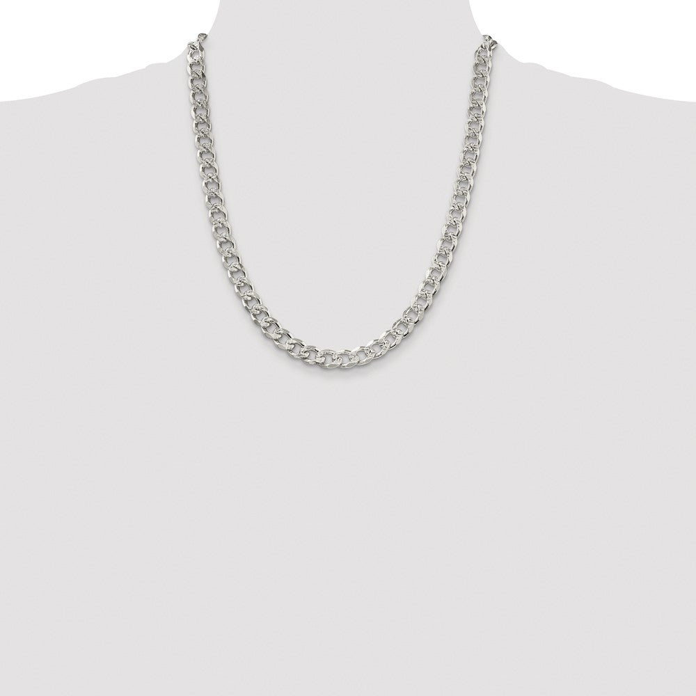 Sterling Silver Rhodium-plated 8.3mm Pav� Curb Chain Necklace 22"
