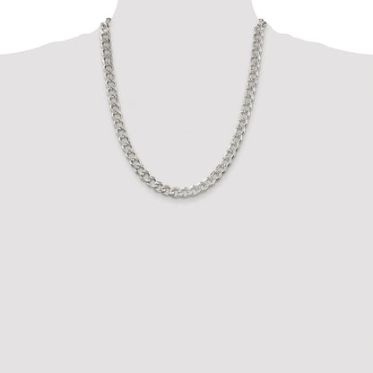 Sterling Silver Rhodium-plated 8.3mm Pav� Curb Chain Necklace 22"