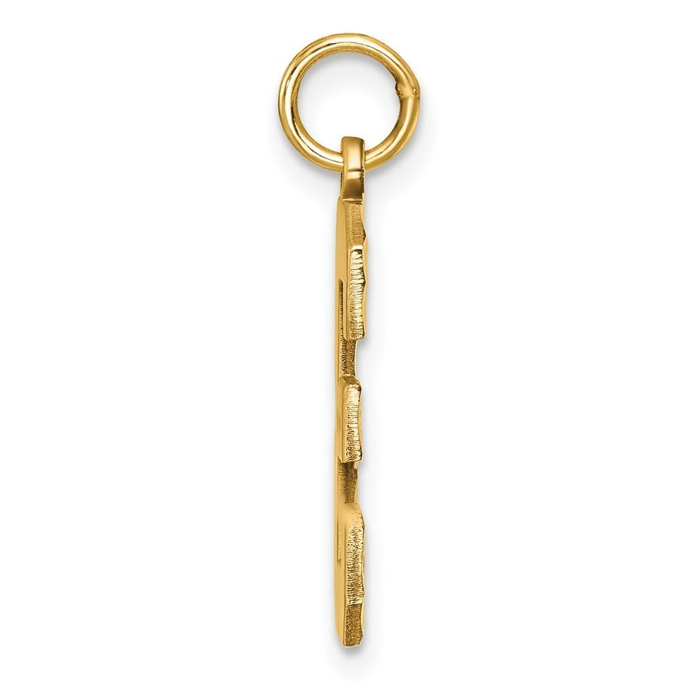14k Yellow Gold Large Brushed Diamond-cut Number 3 Charm Pendant