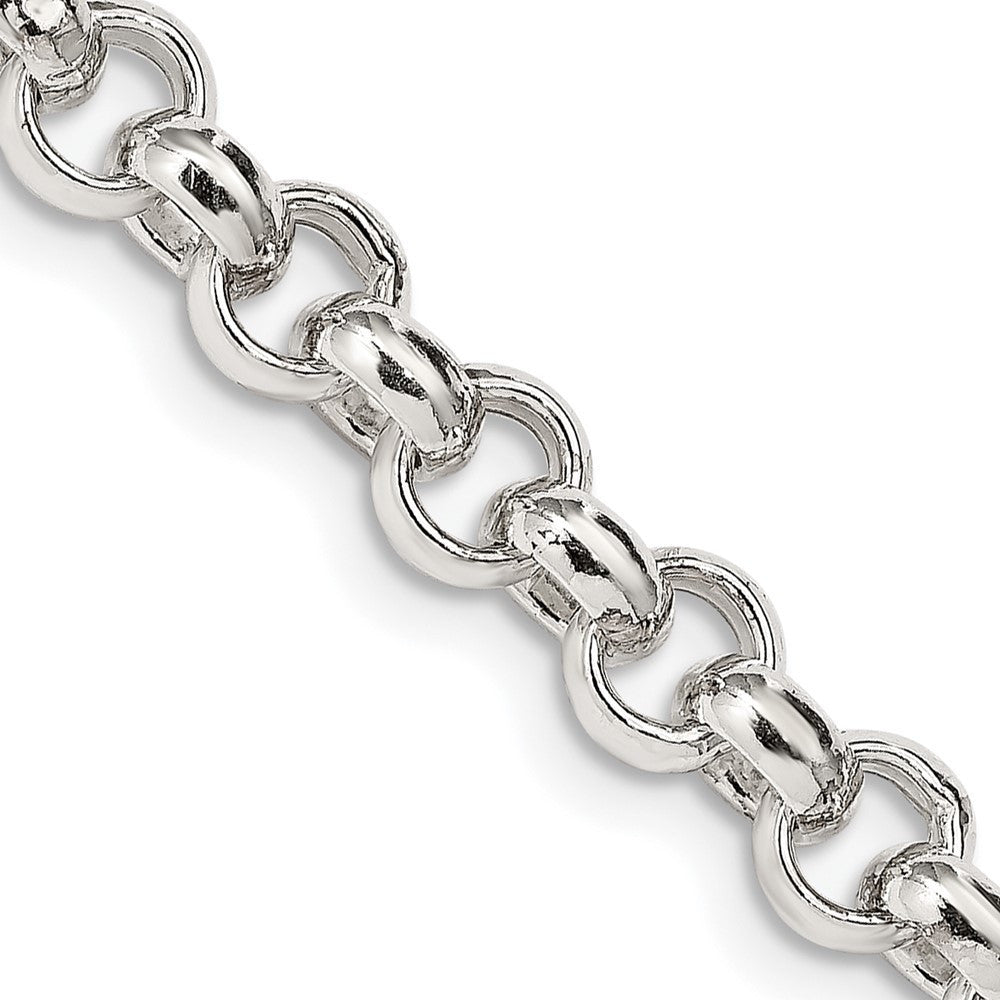 Sterling Silver 6.5mm Semi-solid Rolo Chain Necklace 24"