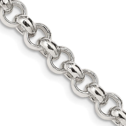 Sterling Silver 6.5mm Semi-solid Rolo Chain Necklace 24"