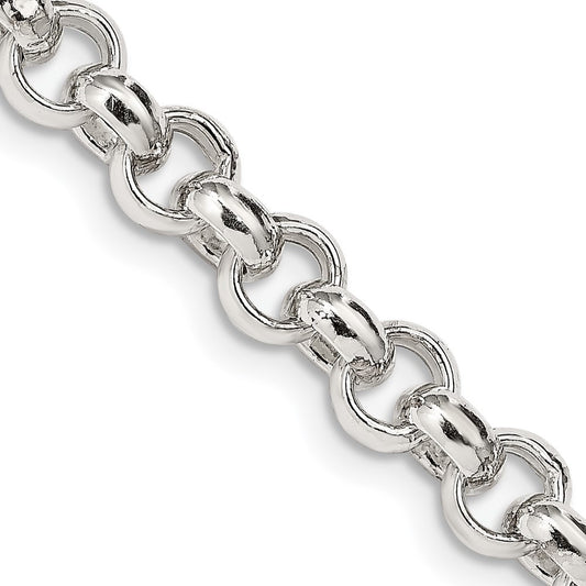Sterling Silver 6.5mm Semi-solid Rolo Chain Necklace 24"