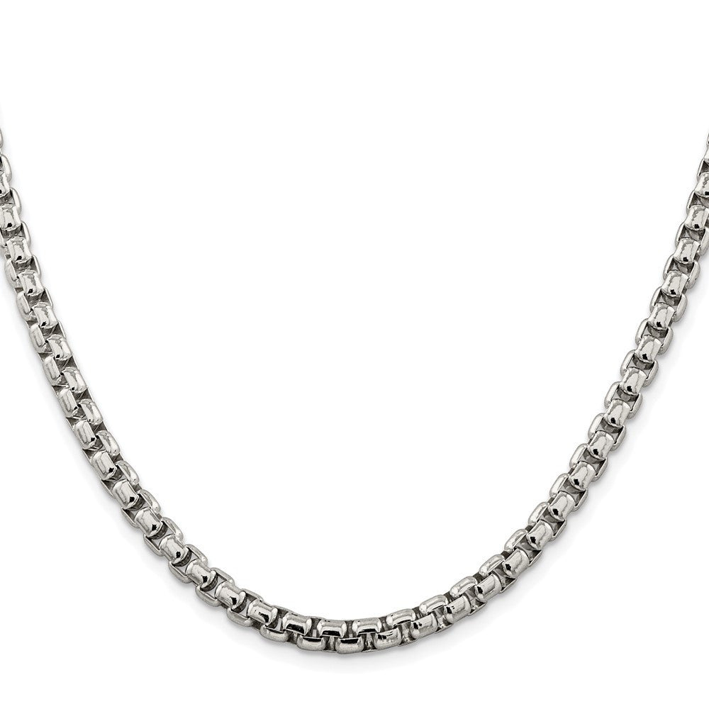 Sterling Silver Rhodium-plated 5.2mm Round Box Chain Necklace 22"