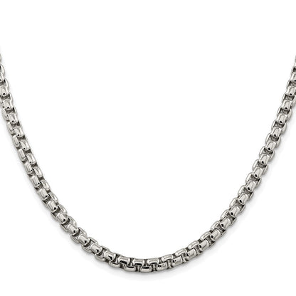 Sterling Silver Rhodium-plated 5.2mm Round Box Chain Necklace 22"