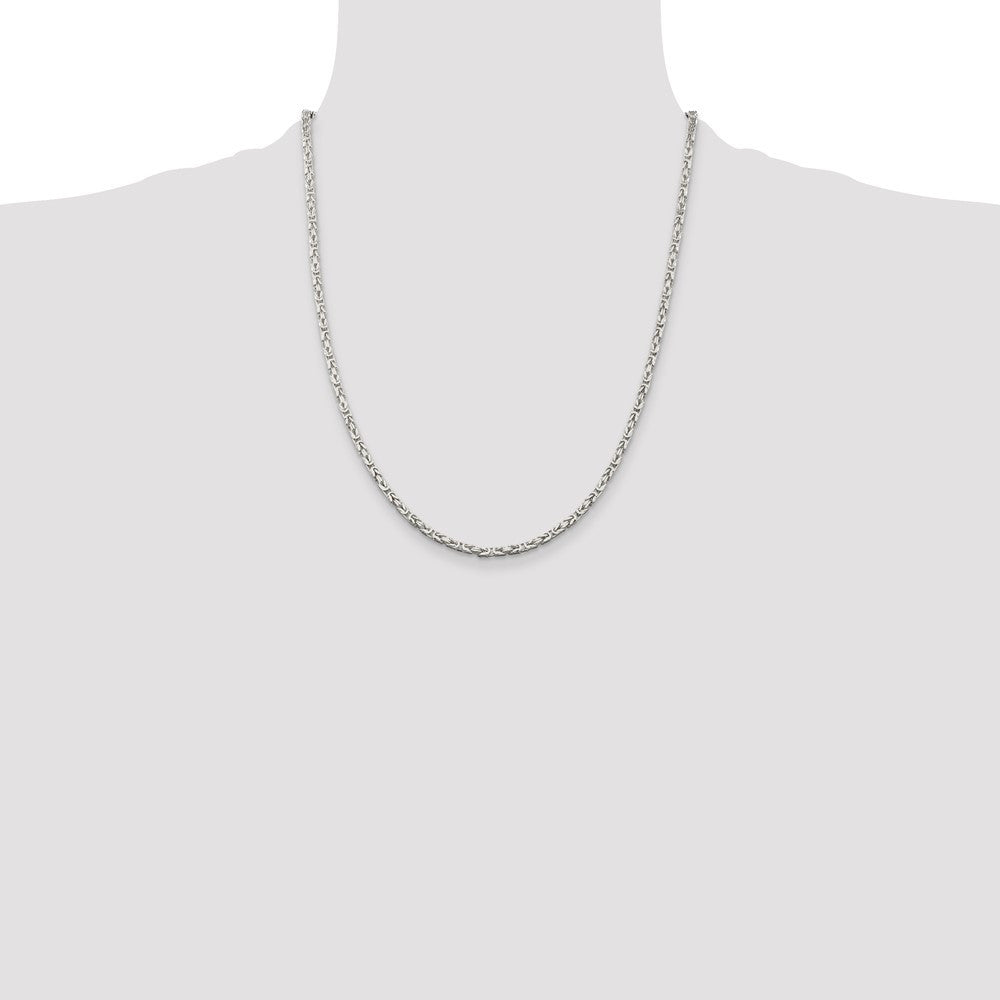 Sterling Silver 2.5mm Byzantine Chain Necklace 22"