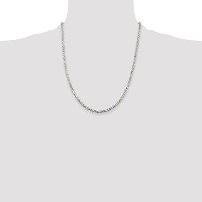 Sterling Silver 2.5mm Byzantine Chain Necklace 22"