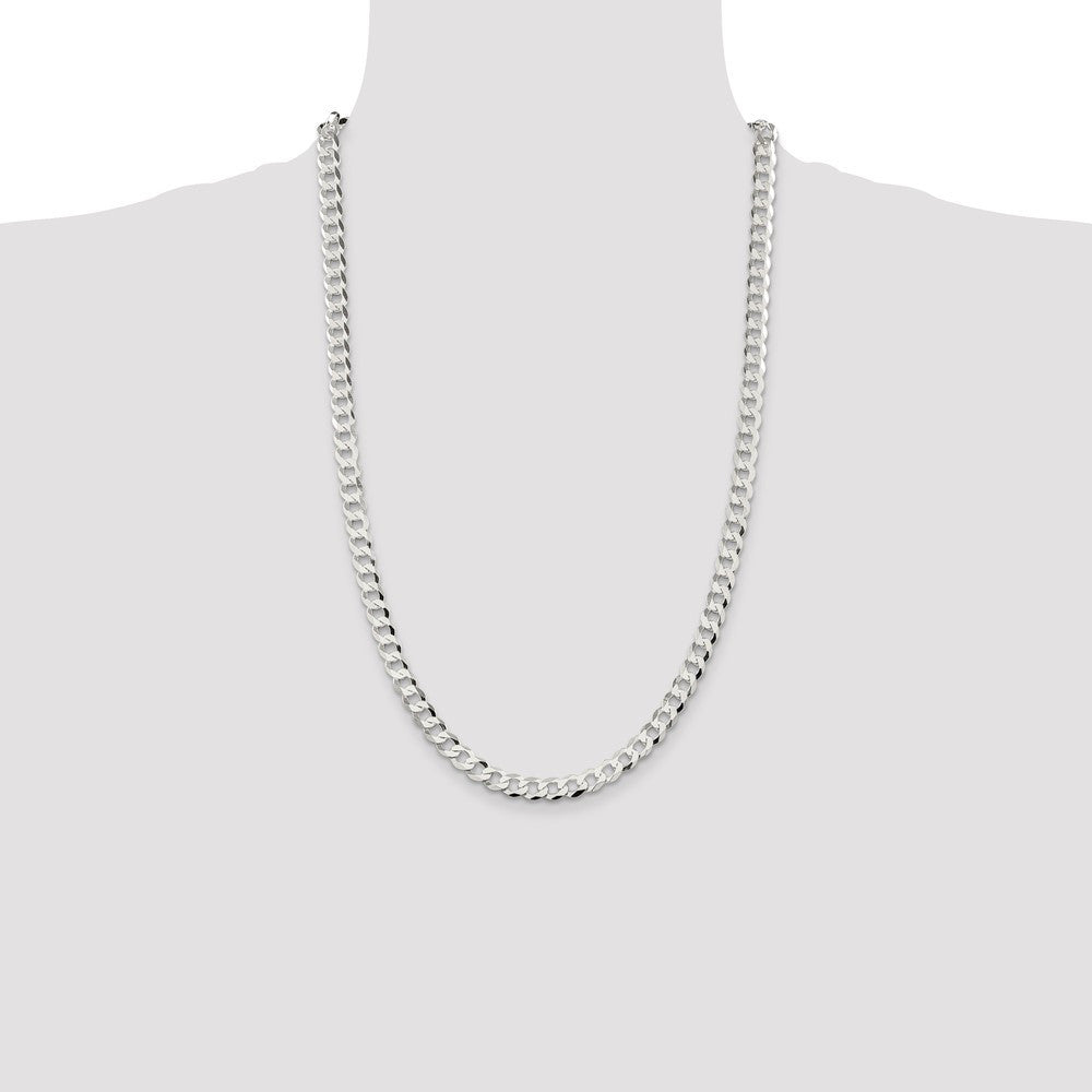 Sterling Silver 6.8mm Flat Curb Chain Necklace 26"