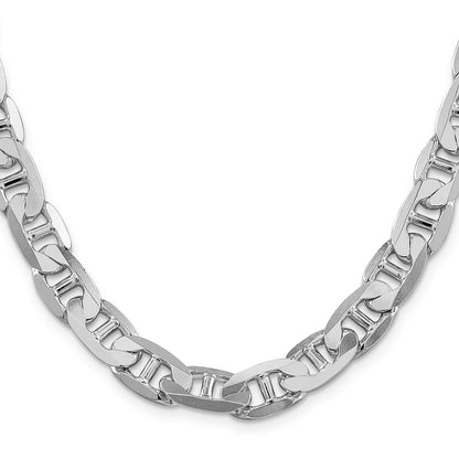Sterling Silver Rhodium-plated 9.5mm Flat Anchor Chain Necklace 22"