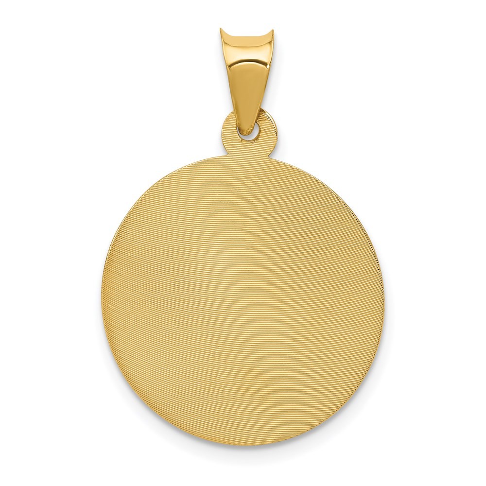 14k Yellow Gold Polished Diamond-Cut Corpus Circle Pendant