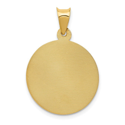 14k Yellow Gold Polished Diamond-Cut Corpus Circle Pendant