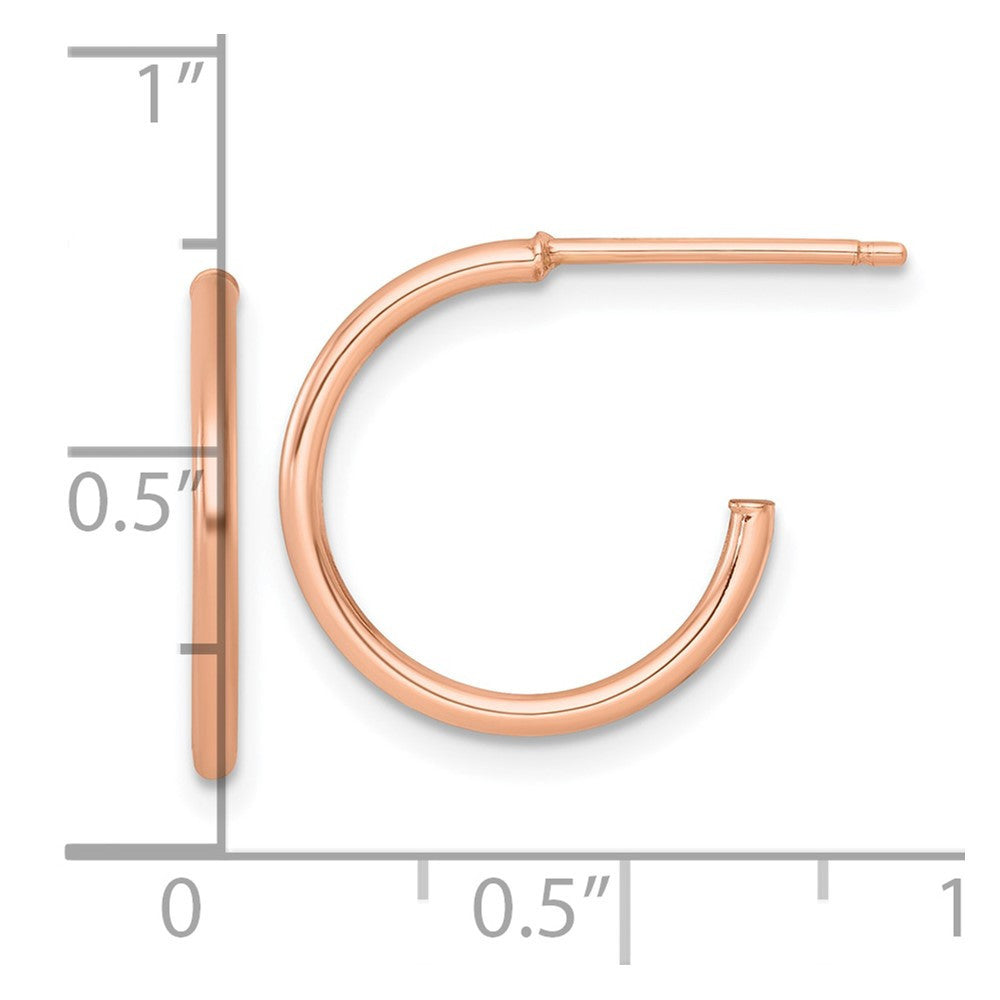 14k Rose Gold Polished 1.5 x 16mm Solid C-Hoop Earrings