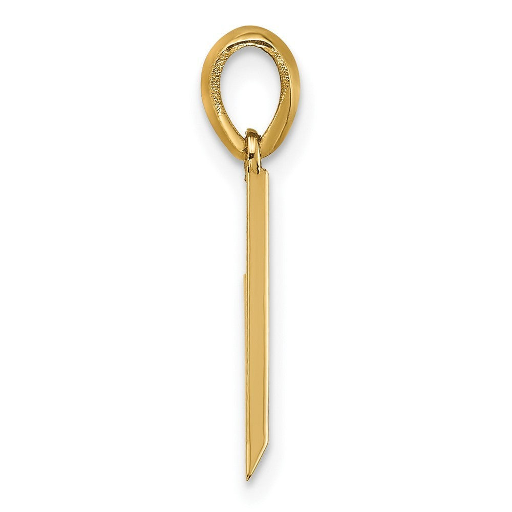 14k Yellow Gold Fancy Letter V Initial Pendant
