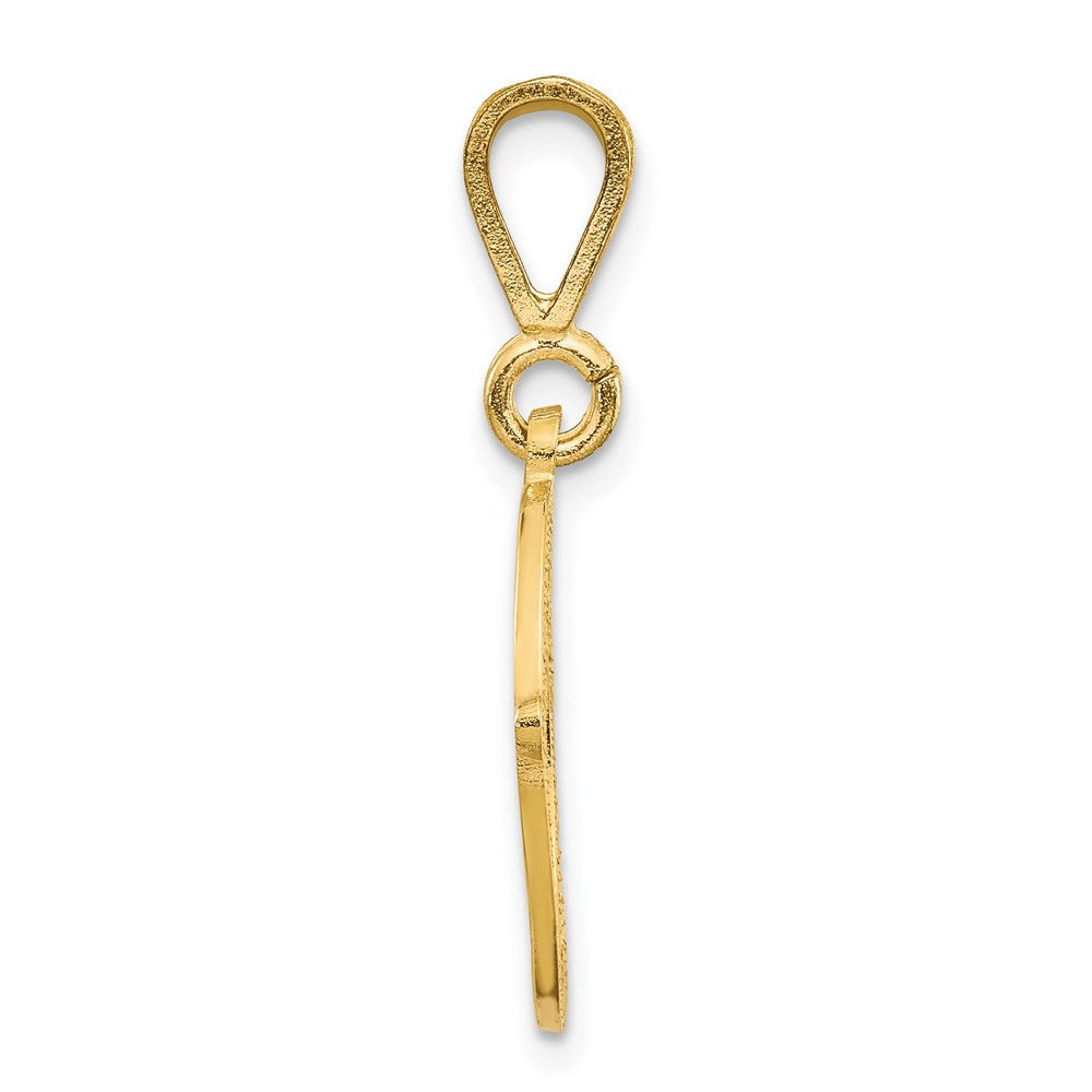 14k Yellow Gold Polished Script Filigree Letter O Initial Pendant