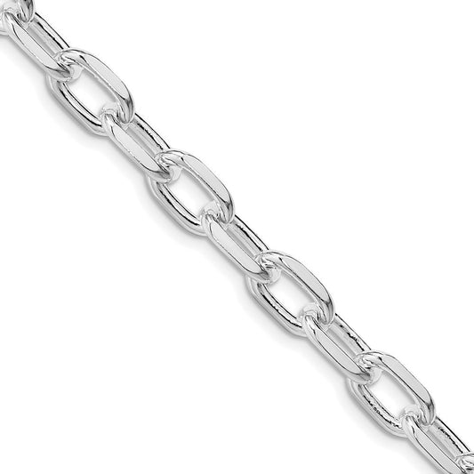 Sterling Silver 7.5mm Diamond-cut Long Link Cable Chain Necklace 20"