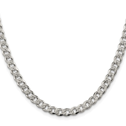 Sterling Silver Rhodium-plated 5.5mm Pav� Curb Chain Necklace 24"