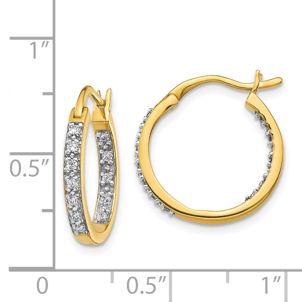 14k Yellow Gold Diamond In Out Hoop Earrings
