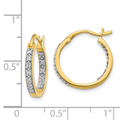 14k Yellow Gold Diamond In Out Hoop Earrings